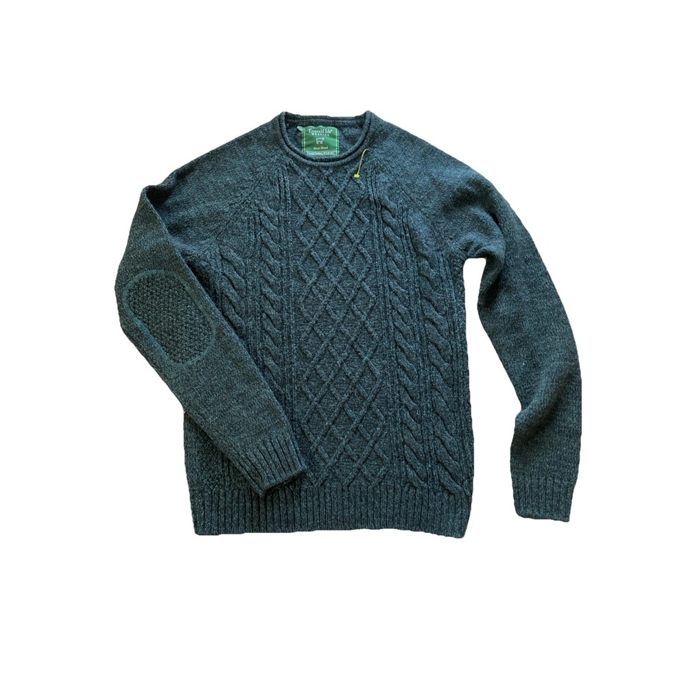 Emerald Isle Dingle Wool Blend Sweater‎ Mens Sz S Blue Cable knit Fishermen